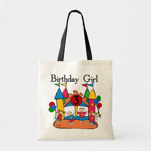 Big Bounce Girl 3rd Birthday Tshirts and Gifts Tote Bag (Front)