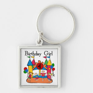 Big Bounce Girl 4th Birthday T-shirts and Gifts Keychain