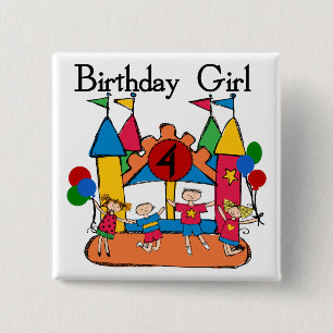 Big Bounce Girl 4th Birthday T-shirts and Gifts Pinback Button