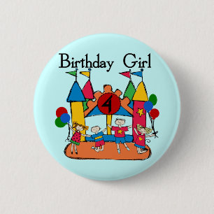 Big Bounce Girl 4th Birthday T-shirts and Gifts Pinback Button