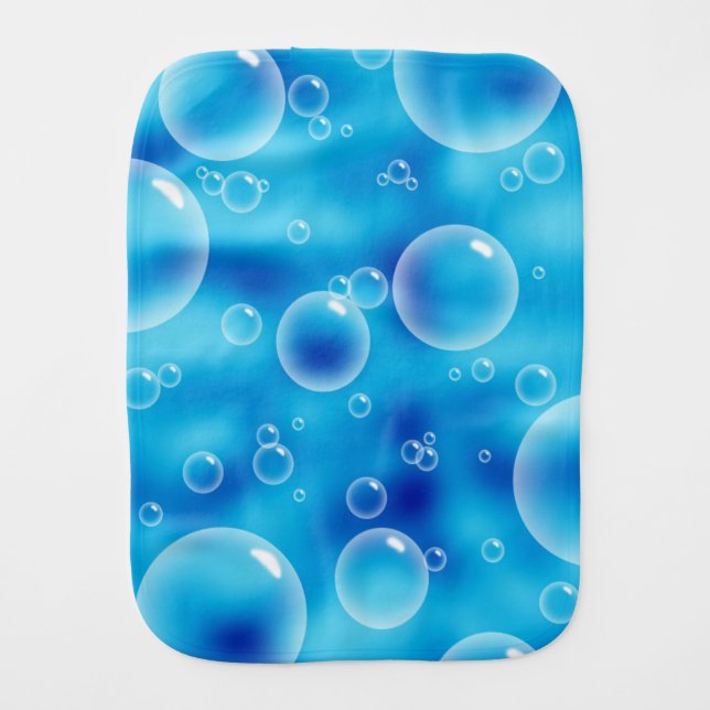 Big Bouncing Blue Bubbles Baby Burp Cloth (Front)