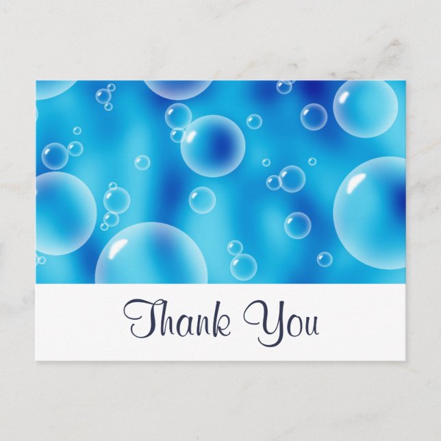 Big Bouncing Blue Bubbles Thank You Postcard (Front)