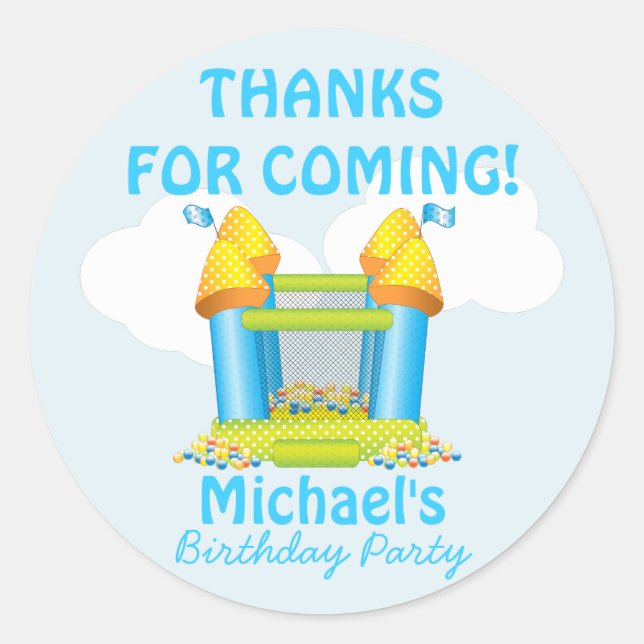 Big Bouncy Bounce House Birthday Favor Sticker (Front)
