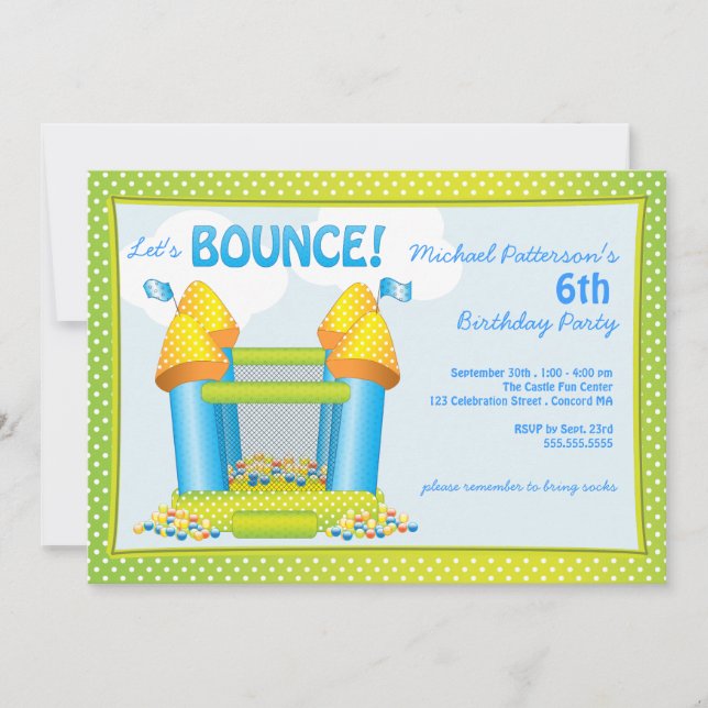 Big Bouncy Bounce House Birthday Party Invitation (Front)