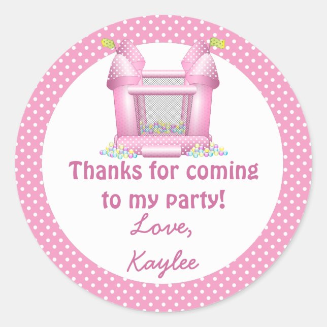 Big Bouncy Bounce House Birthday Thank You Sticker (Front)