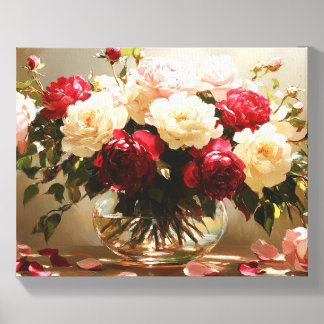 Big bouquet of fresh peonies canvas photo tile 