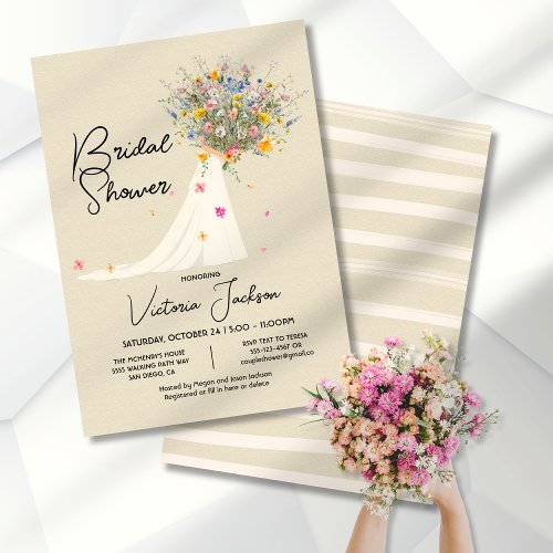 Big Bouquet Wedding Dress Bridal Shower Invitation