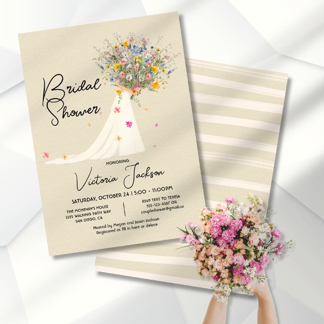 Big Bouquet Wedding Dress Bridal Shower Invitation (Creator Uploaded)