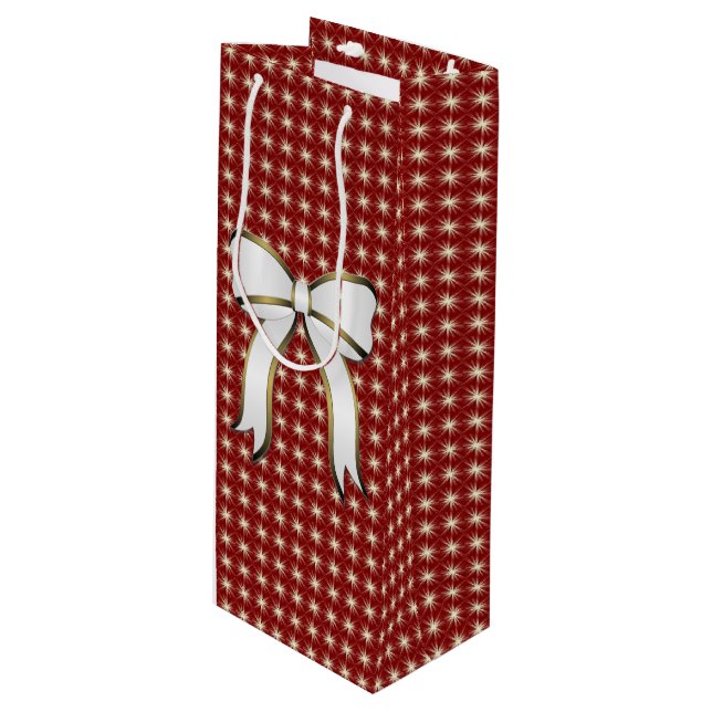 Big Bow Red Christmas Holiday Wine Bag (Front Angled)