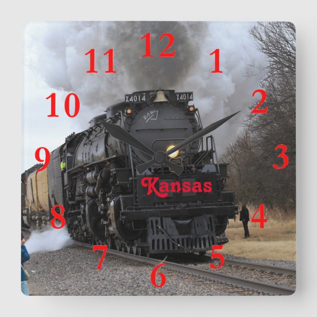 Big Boy 4014 Black Wolf Kansas Square Wall Clock (Front)