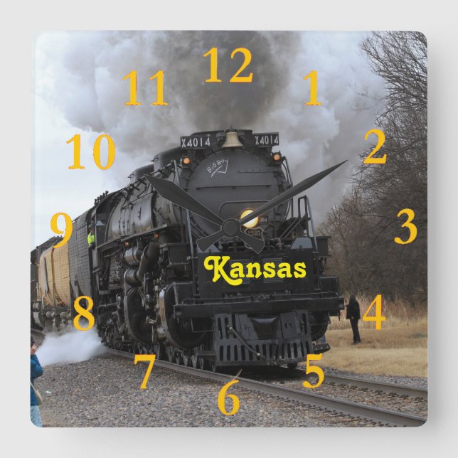 Big Boy 4014 Black Wolf Kansas Square Wall Clock (Front)