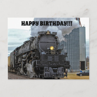 Big Boy 4014 Steam Train Birthday Postcard