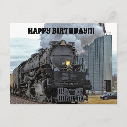 Big Boy 4014 Steam Train Birthday Postcard