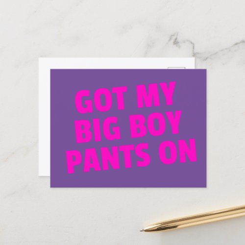 Big Boy Pants Funny Postcard