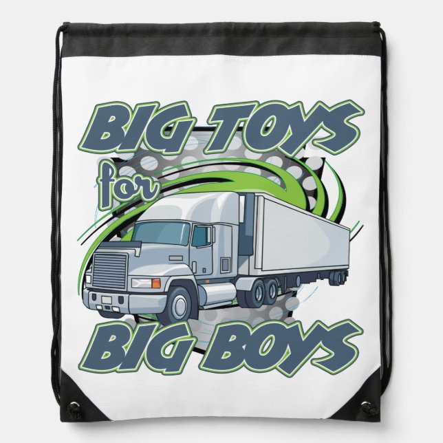 Big Boys Big Toys Truck Drivers Drawstring Bag (Front)