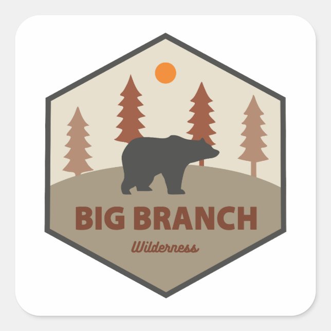 Big Branch Wilderness Vermont Bear Square Sticker (Front)
