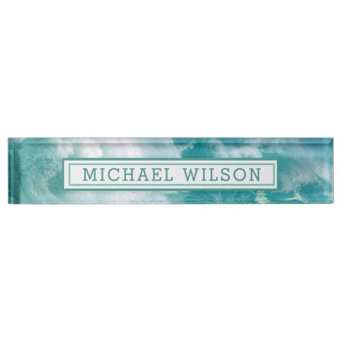 Big Breaking Ocean Waves Photo  Desk Name Plate