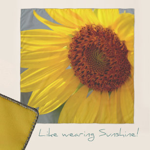 Big Bright Bold Sunlit Sunflower Floral Chiffon Scarf