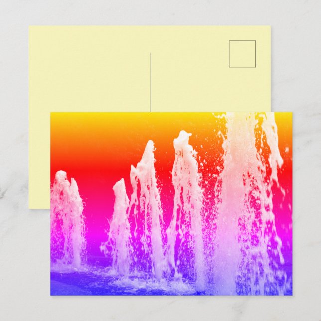 Big Bright Gushing Water Fountains Colorful Postcard (Front/Back)