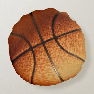 Big Bright Orange Basketball, Round Pillow