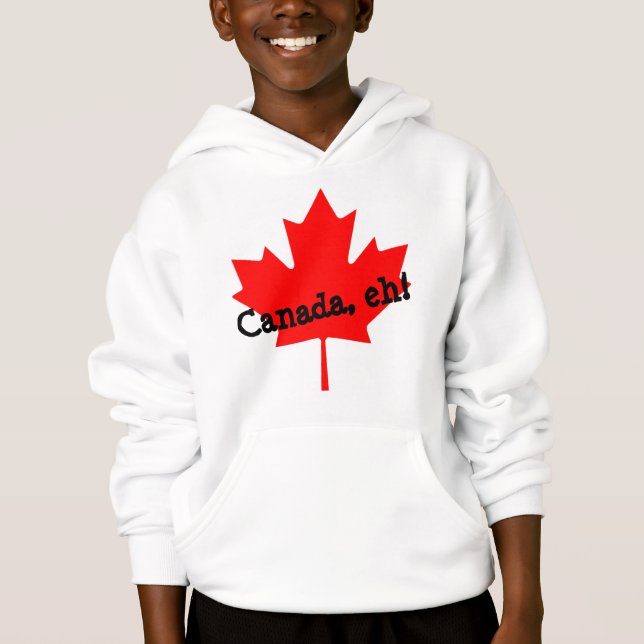 Big Bright Red Maple Leaf Canada eh! Hoodie (Front)