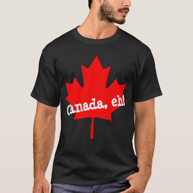 Big Bright Red Maple Leaf Canada eh! T-Shirt (Front)