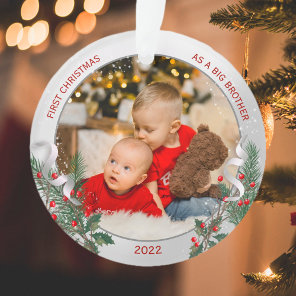 Big Bro 1st Christmas Classic Silver Plant Frame Ornament