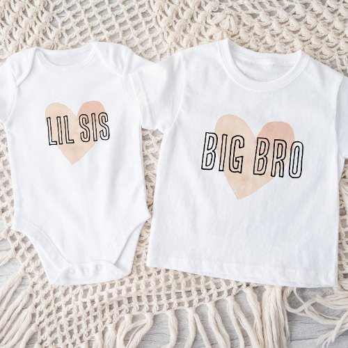 Big Bro Blush Heart Matching Sibling Family Baby T_Shirt