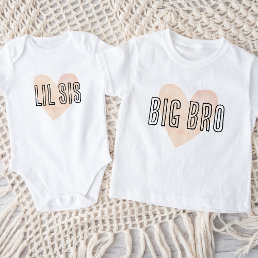 Big Bro Blush Heart Matching Sibling Family Baby T-Shirt