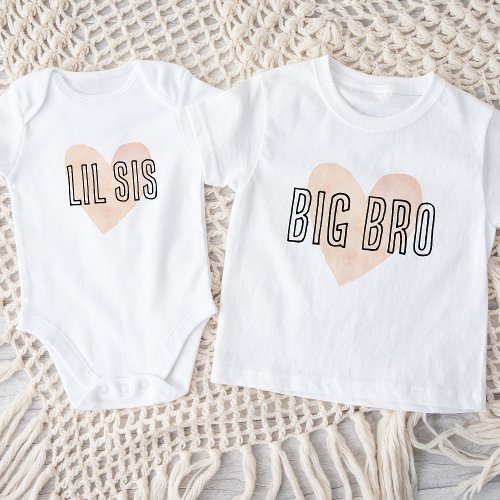 Big Bro Blush Heart Matching Sibling Family Baby T_Shirt