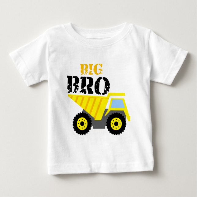 Big Bro Construction Yellow Dump Truck Baby T-Shirt (Front)