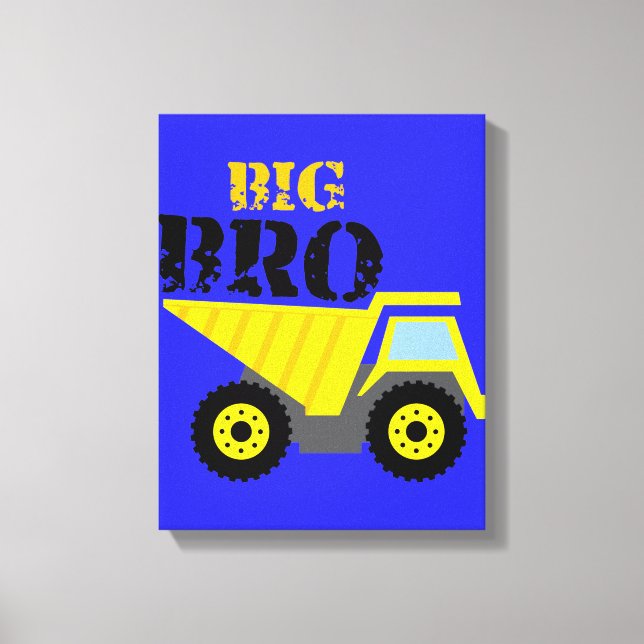Big Bro Construction Yellow Dump Truck Canvas Print (Front)