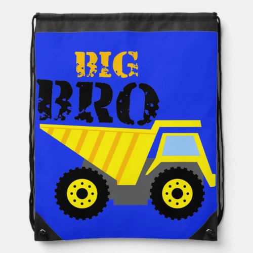 Big Bro Construction Yellow Dump Truck Drawstring Bag