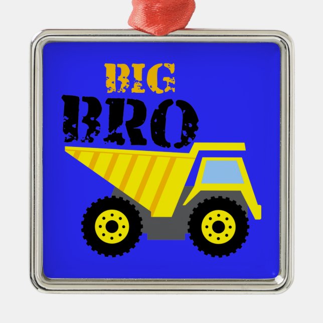 Big Bro Construction Yellow Dump Truck Metal Ornament (Front)