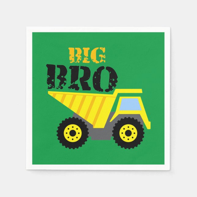 Big Bro Construction Yellow Dump Truck Napkins (Front)