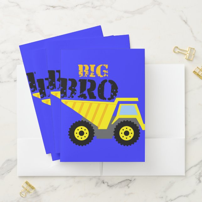Big Bro Construction Yellow Dump Truck Pocket Folder (In Situ)