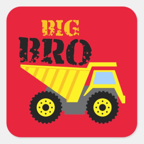 Big Bro Construction Yellow Dump Truck Square Sticker