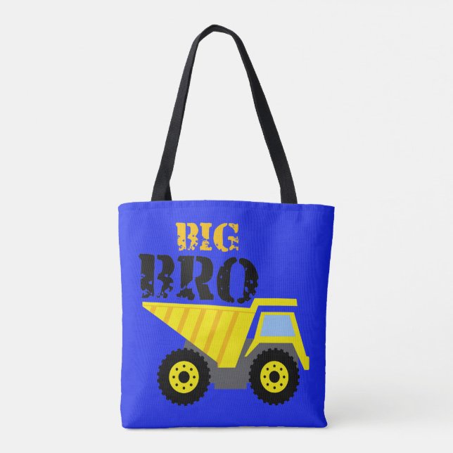 Big Bro Construction Yellow Dump Truck Tote Bag (Back)