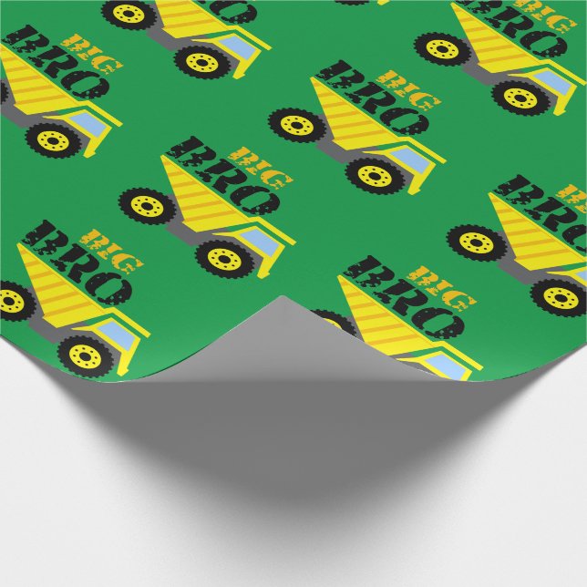 Big Bro Construction Yellow Dump Truck Wrapping Paper (Corner)