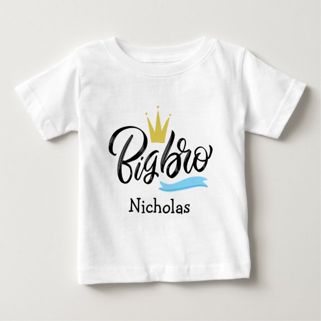 Big Bro Crown Personalized Baby T-Shirt (Front)