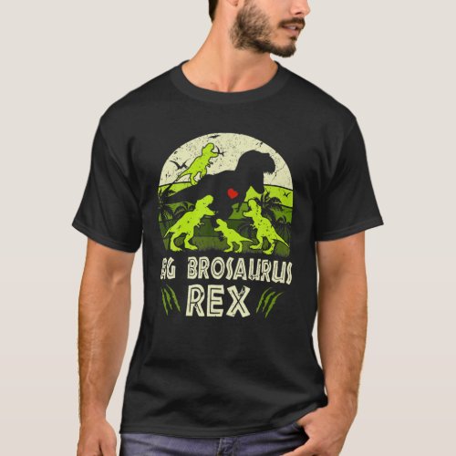 Big Bro Dinosaur T Rex Big Brosaurus 4 Kids Family T_Shirt