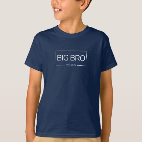 Big Bro est 2024 sibling first time brother white  T_Shirt