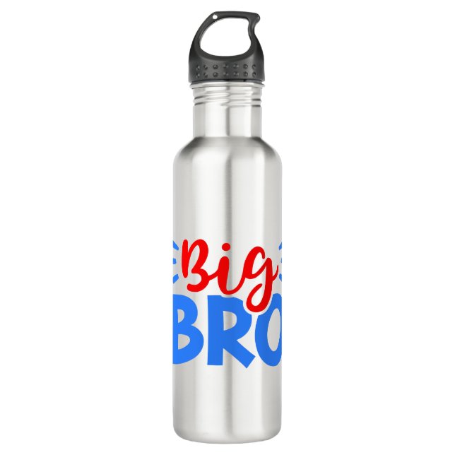 BIG BRO in Red and Blue Stainless Steel Water Bottle (Front)
