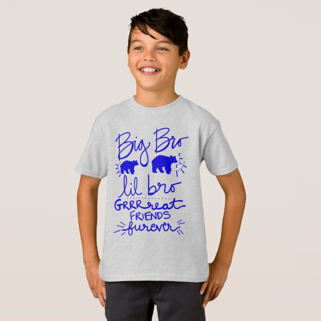 Big Bro Lil Bro Matching Bear Gifts T-Shirt (Front Full)