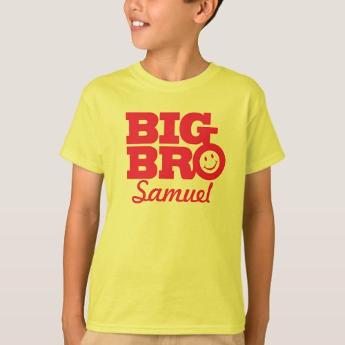 Big bro name red yellow kids t_shirt