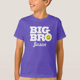 Big bro name white on purple kids t-shirt