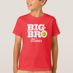 Big bro name white on red kids t-shirt