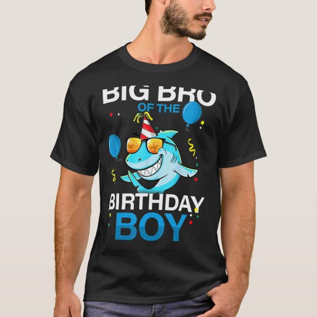 Big Bro of The Birthday Boy Shark Ocean Theme Matc T-Shirt (Front)