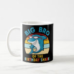 Big Bro of the Birthday Shark Retro Coffee Mug<br><div class="desc">Announce the exciting news with our Promoted to Big Brother collection! This delightful theme is perfect for celebrating the special moment when a child becomes a big brother. Featuring fun designs and heartwarming messages, this collection helps big bros embrace their new role with pride and joy. Whether it's a t-shirt,...</div>
