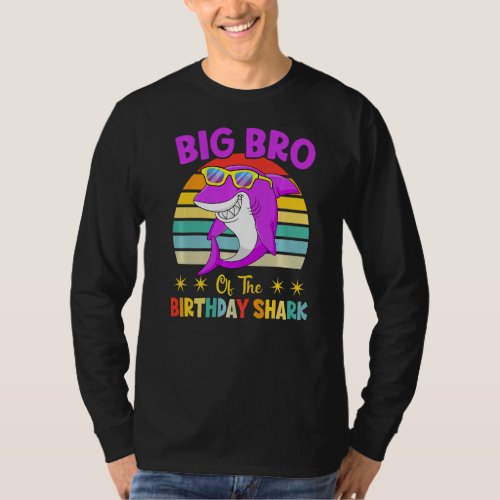 Big Bro Of The Shark Birthday Family Birthday Litt T_Shirt